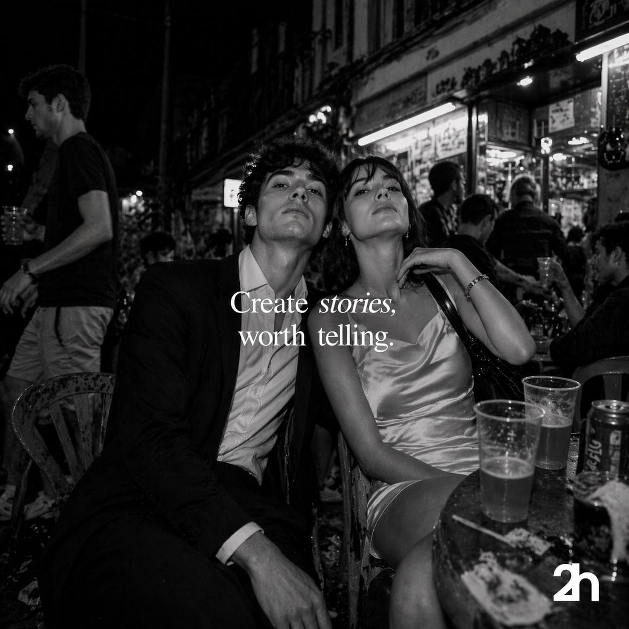 Two people on a night out